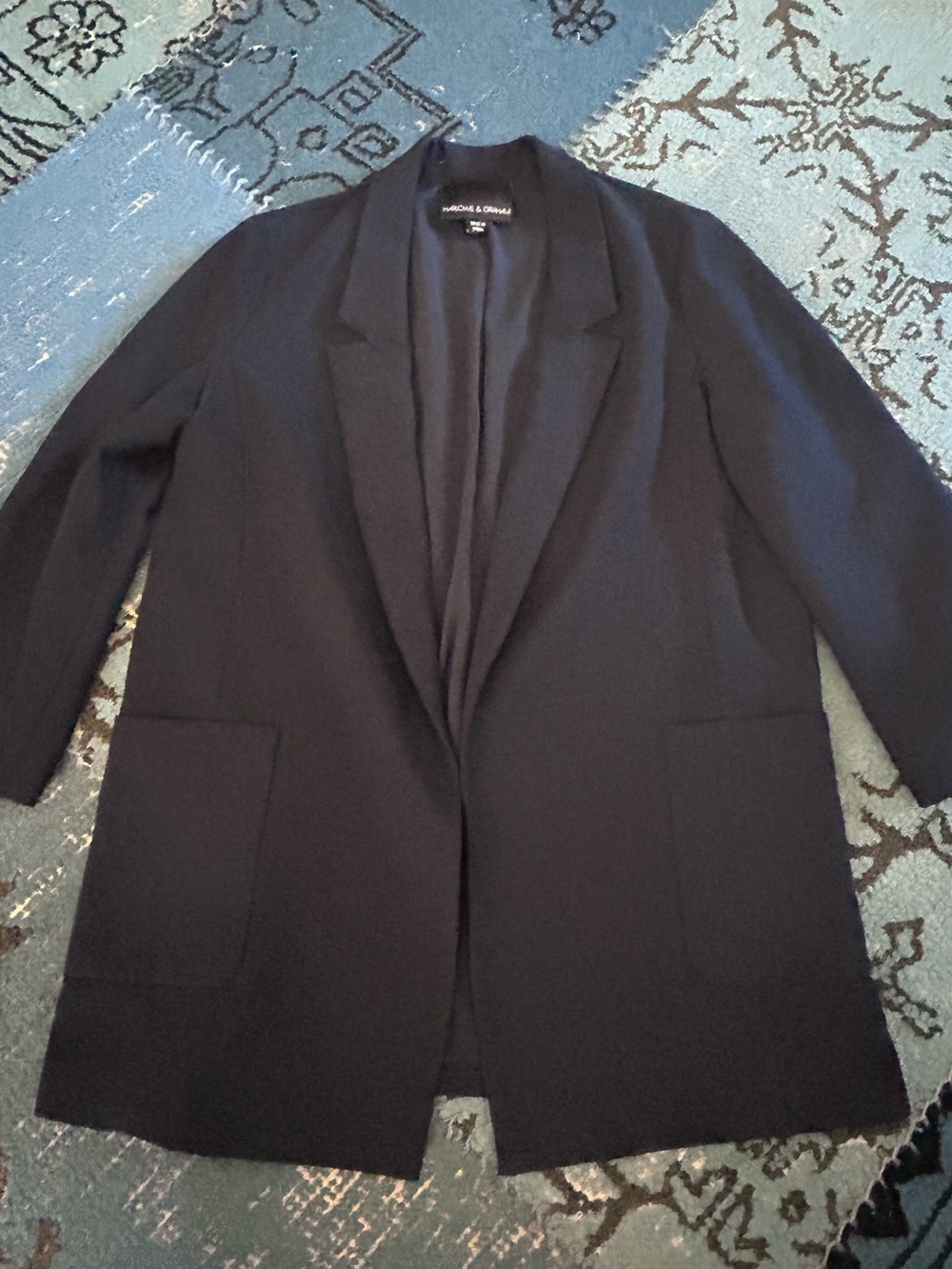 Navy Open Front Blazer 3/4 Sleeves